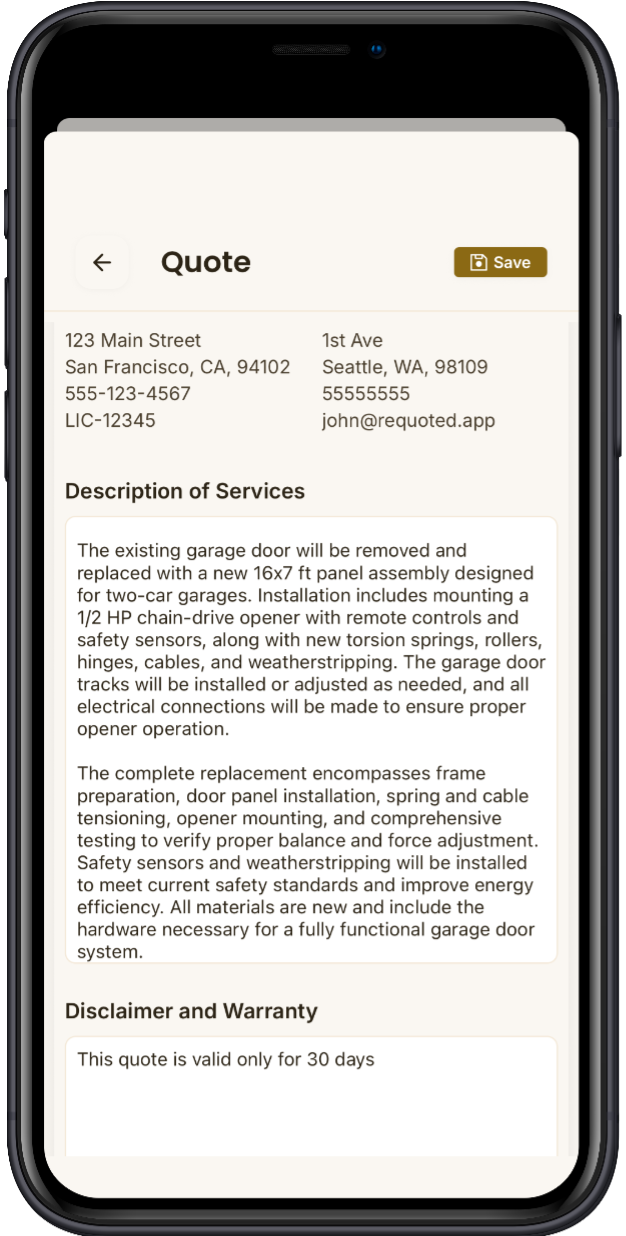 Send and track quotes